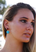 Embellish 18k Gold Plated Earrings Turquoise / Garnet by Soenaar, handcrafted 18k gold-plated jewelry (photo 2)