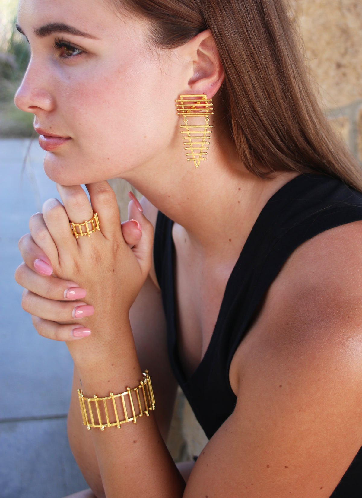 Charkha cuff by Soenaar, handcrafted 18k gold-plated jewelry