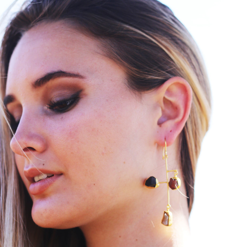 Fiber Earrings by Soenaar, handcrafted 18k gold-plated jewelry