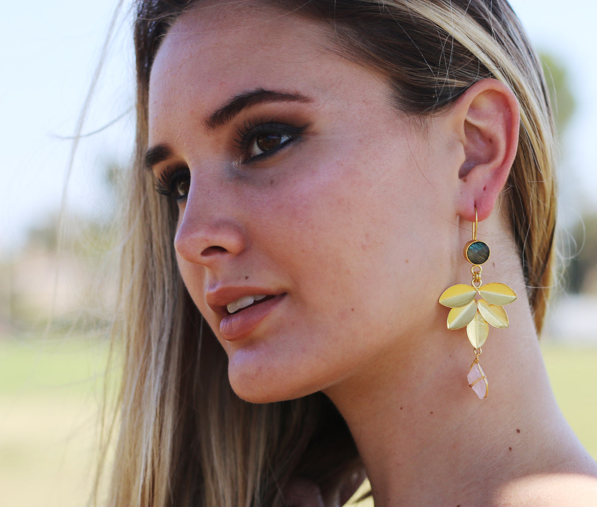 Floret Earrings by Soenaar, handcrafted 18k gold-plated jewelry (photo 6)