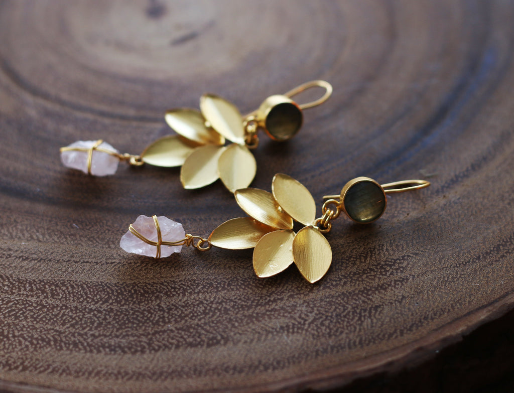 Floret Earrings by Soenaar, handcrafted 18k gold-plated jewelry (photo 2)