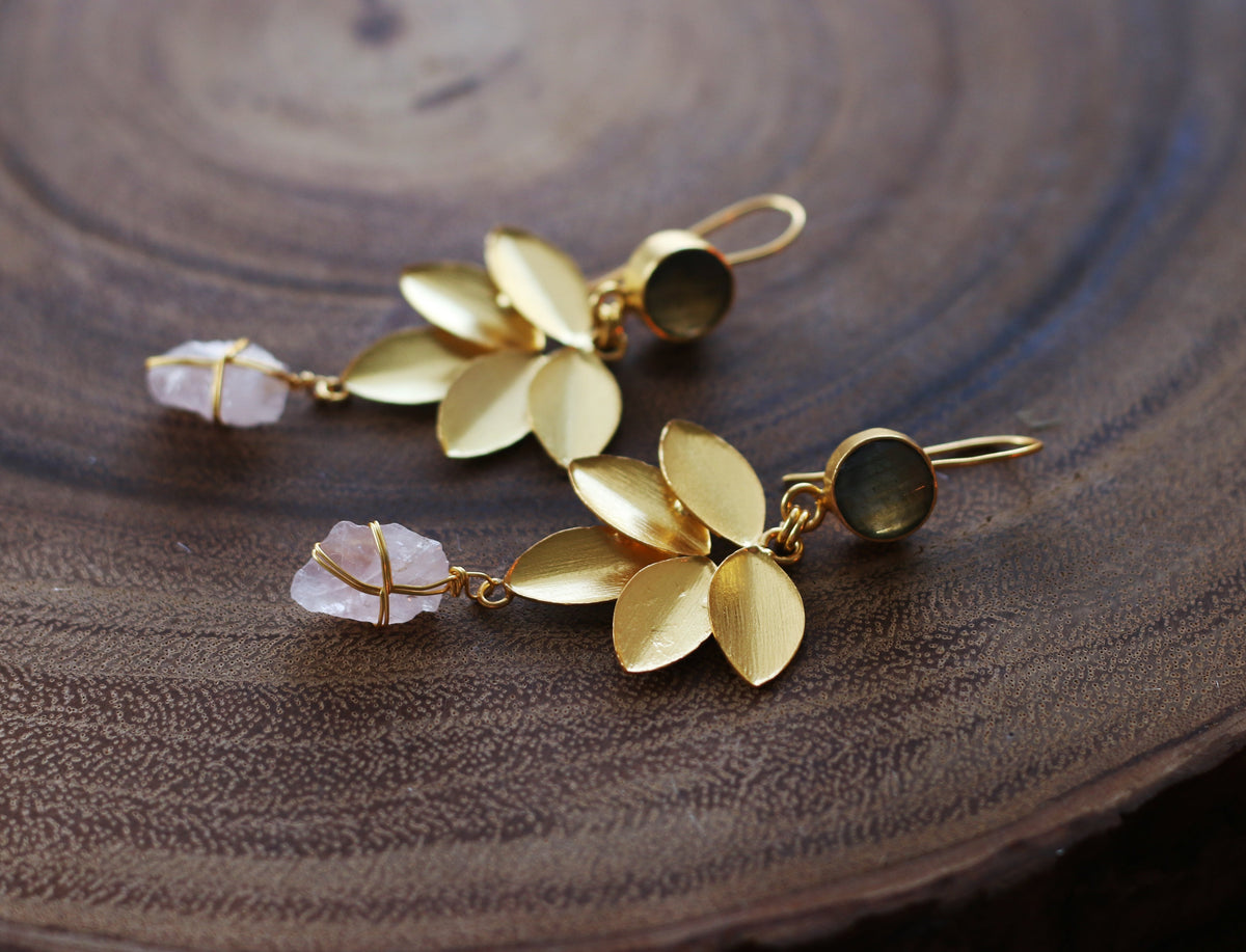 Floret Earrings by Soenaar, handcrafted 18k gold-plated jewelry (photo 2)