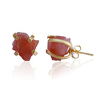 Raw Natural Stone Stud Earrings - Amethyst by Soenaar, handcrafted 18k gold-plated jewelry (photo 4)