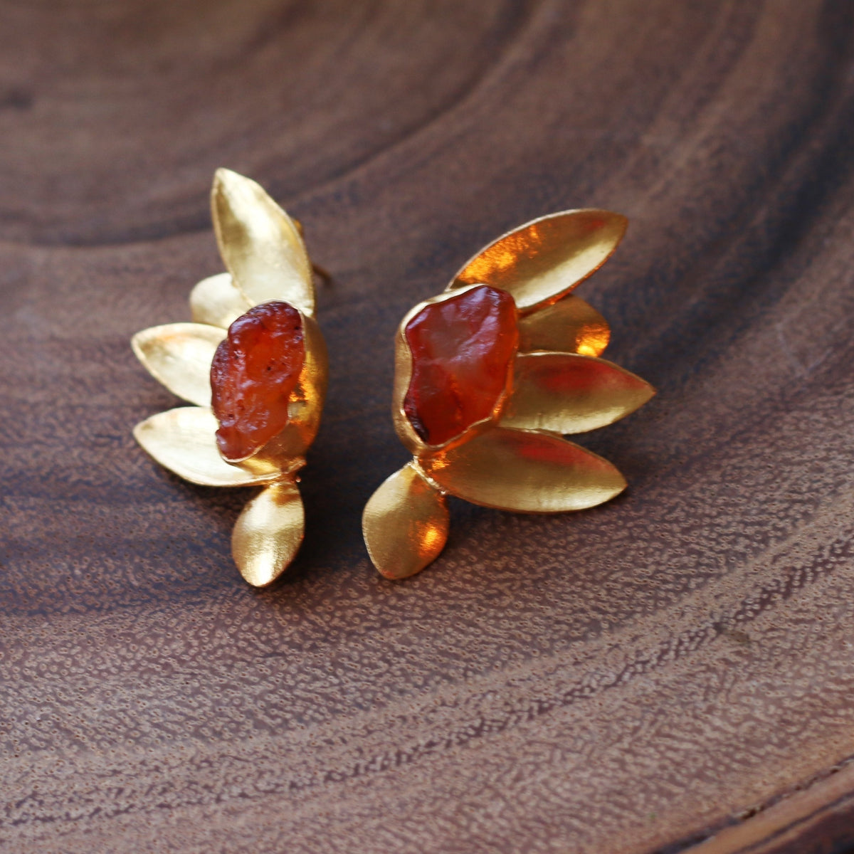 Half Butterfly Earrings by Soenaar, handcrafted 18k gold-plated jewelry (photo 2)