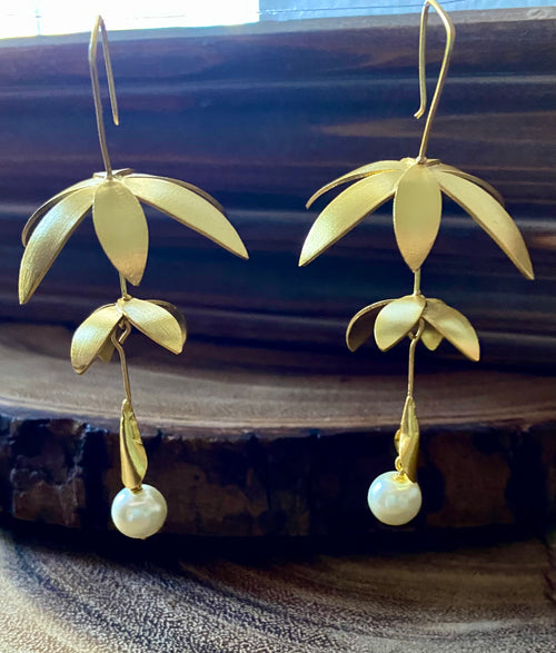 Bougainvillea Earrings by Soenaar, handcrafted 18k gold-plated jewelry