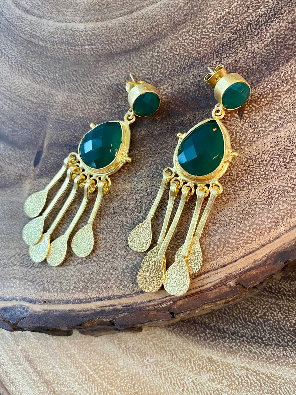 Egyptian Dangles Earrings by Soenaar, handcrafted 18k gold-plated jewelry (photo 3)