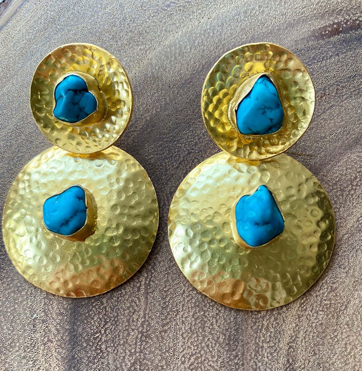 Rondel Earrings by Soenaar, handcrafted 18k gold-plated jewelry (photo 3)