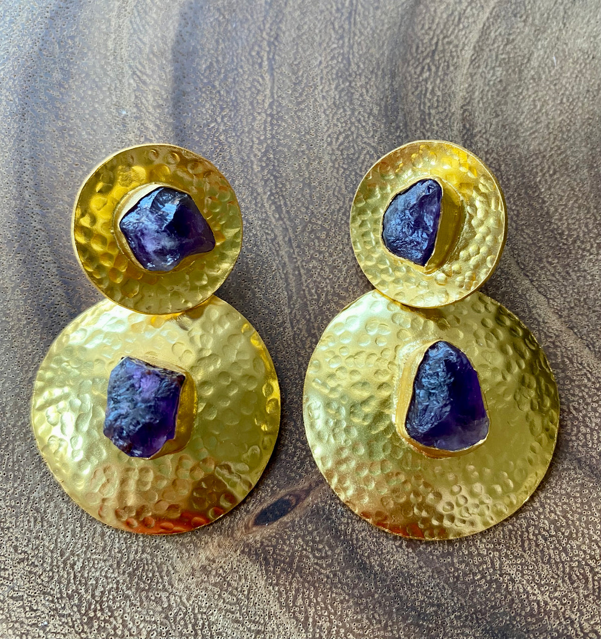 Rondel Earrings by Soenaar, handcrafted 18k gold-plated jewelry (photo 6)