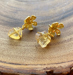 Floral Badge Earrings by Soenaar, handcrafted 18k gold-plated jewelry (photo 2)