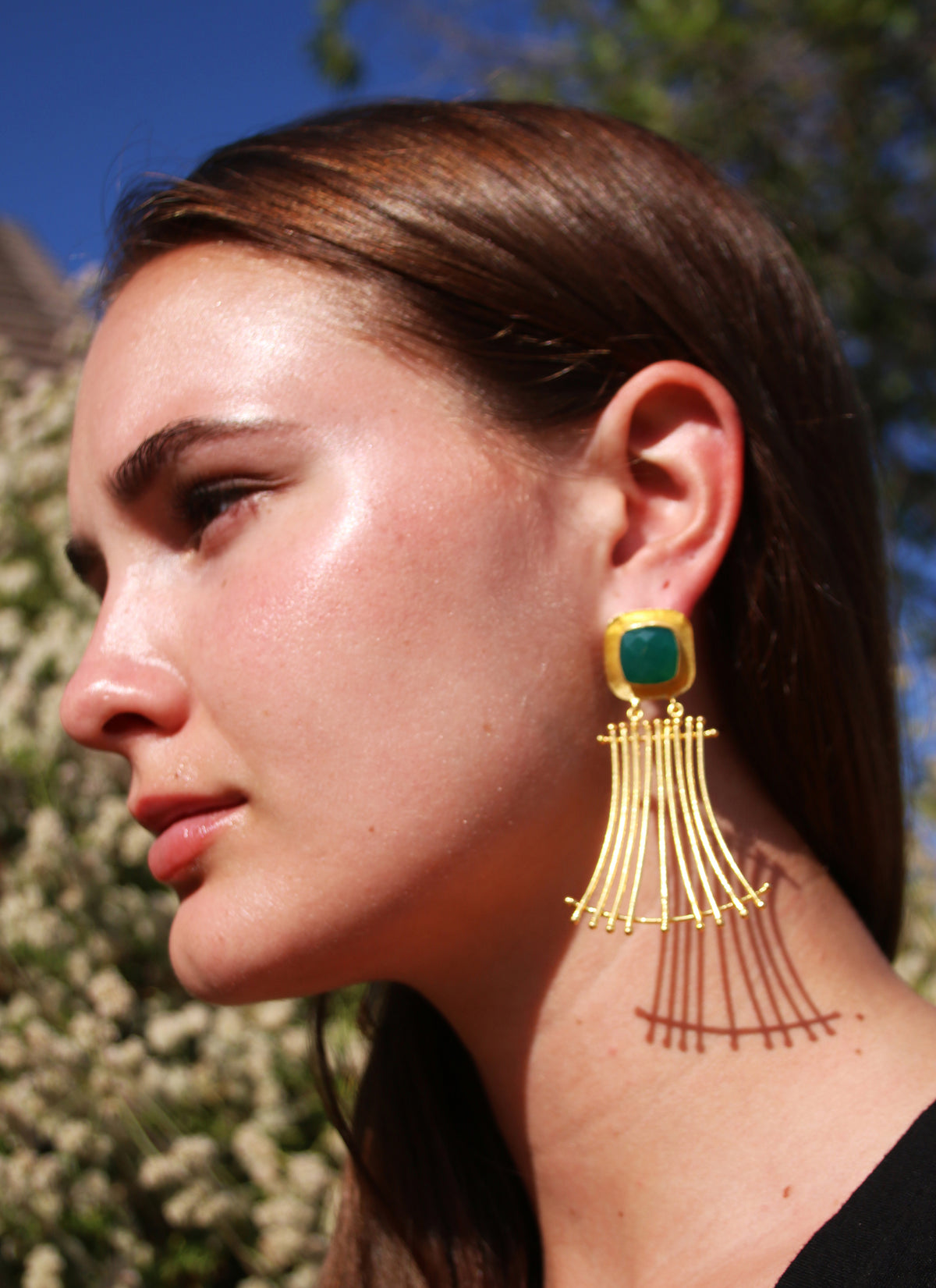 Moon cage Earrings by Soenaar, handcrafted 18k gold-plated jewelry