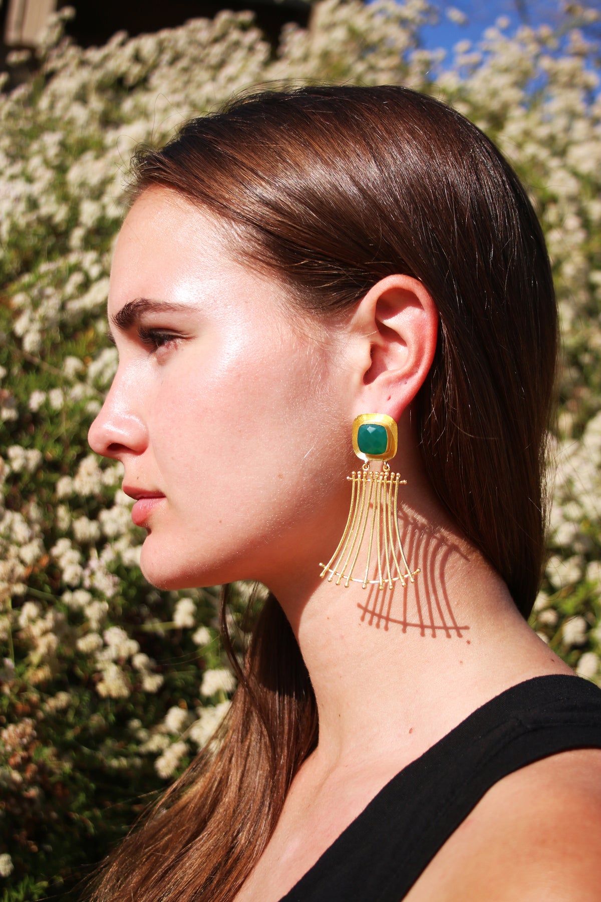 Moon cage Earrings by Soenaar, handcrafted 18k gold-plated jewelry (photo 5)