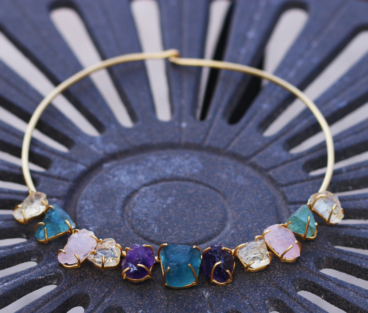Multi Stone Amethyst Citrine Rose Quartz by Soenaar, handcrafted 18k gold-plated jewelry (photo 3)