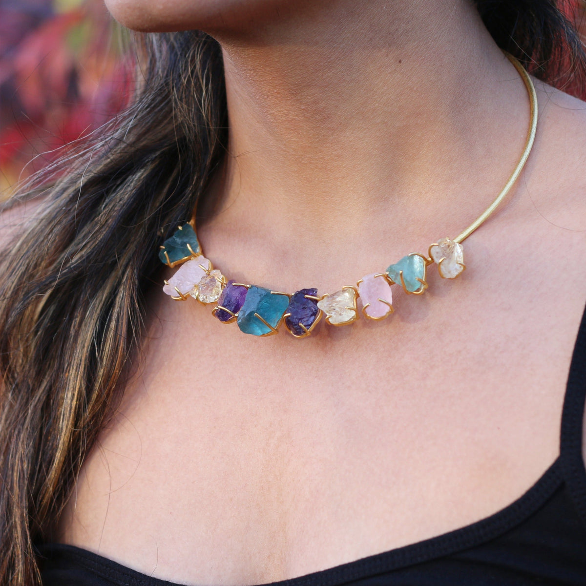 Multi Stone Amethyst Citrine Rose Quartz by Soenaar, handcrafted 18k gold-plated jewelry (photo 2)
