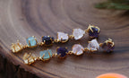 Multi Step Natural Stone Danglers by Soenaar, handcrafted 18k gold-plated jewelry (photo 2)