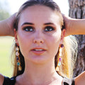 Multi Step Natural Stone Danglers by Soenaar, handcrafted 18k gold-plated jewelry