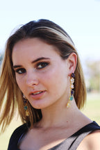 Multi Step Natural Stone Danglers by Soenaar, handcrafted 18k gold-plated jewelry (photo 3)