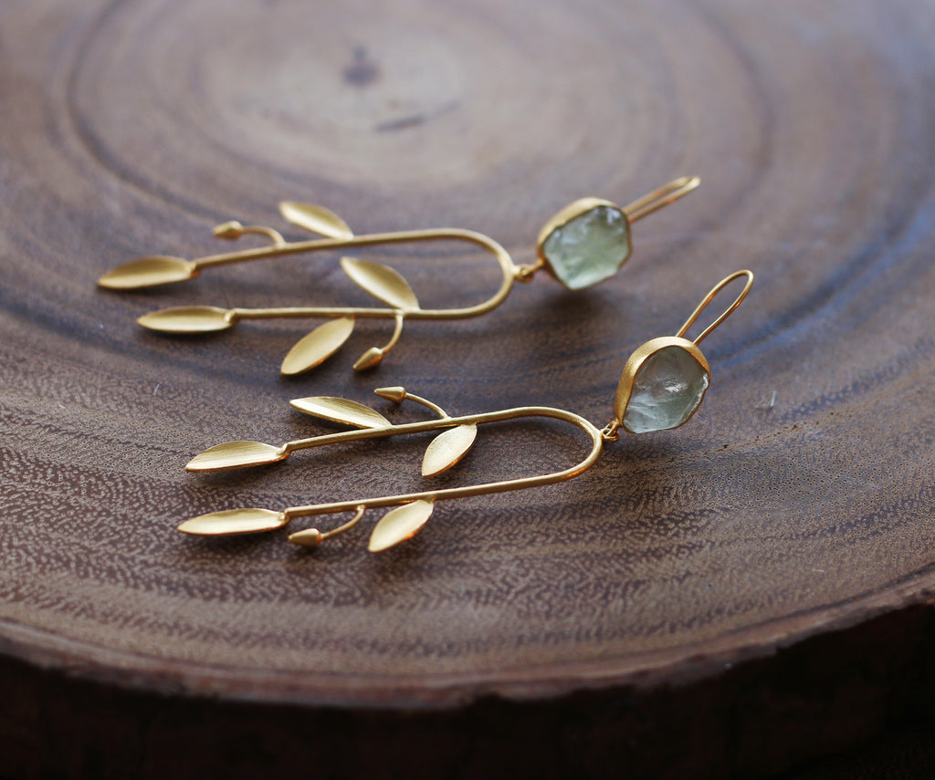 Orchard Stone Earrings by Soenaar, handcrafted 18k gold-plated jewelry (photo 3)