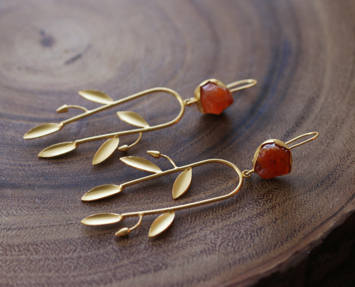 Orchard Stone Earrings by Soenaar, handcrafted 18k gold-plated jewelry (photo 5)