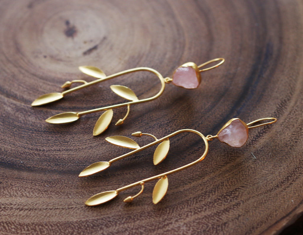 Orchard Stone Earrings by Soenaar, handcrafted 18k gold-plated jewelry (photo 6)