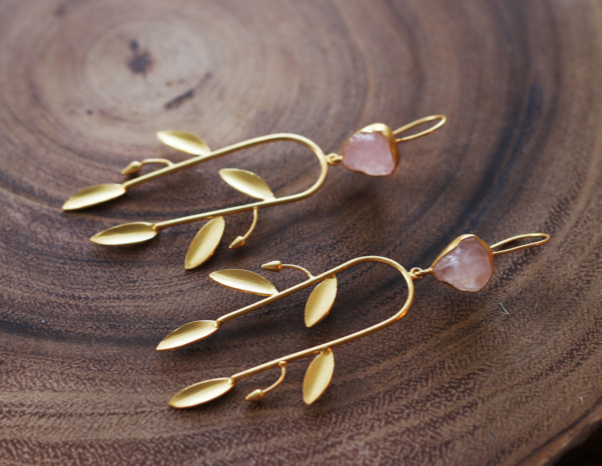 Orchard Stone Earrings by Soenaar, handcrafted 18k gold-plated jewelry (photo 6)