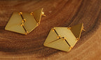 Pyramid Handcrafted 18k Gold Plated Earrings by Soenaar, handcrafted 18k gold-plated jewelry (photo 2)