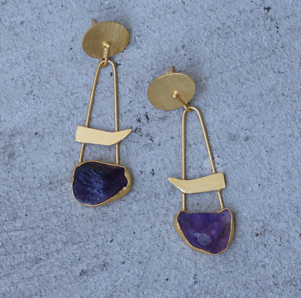 Slash Earrings by Soenaar, handcrafted 18k gold-plated jewelry (photo 4)