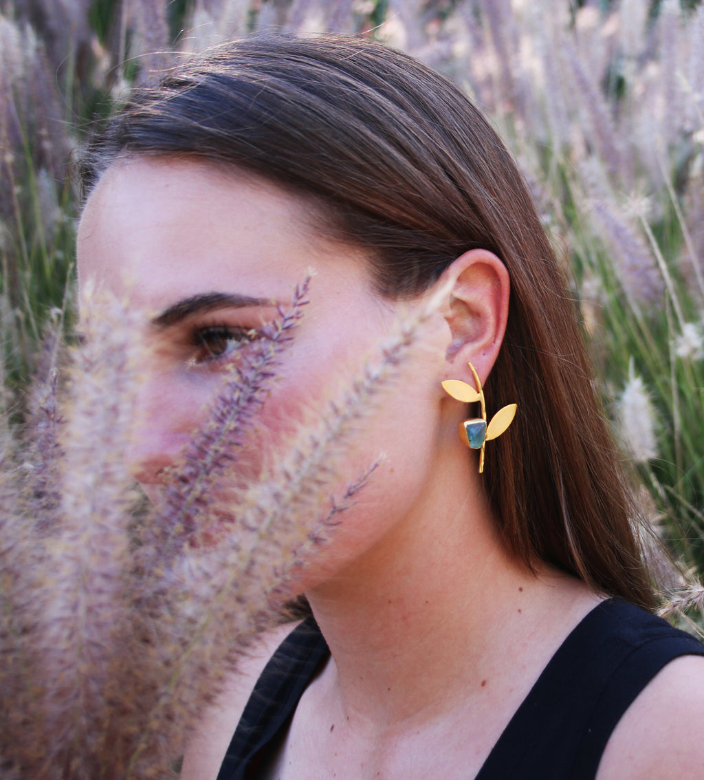 Shrub Earrings by Soenaar, handcrafted 18k gold-plated jewelry (photo 5)
