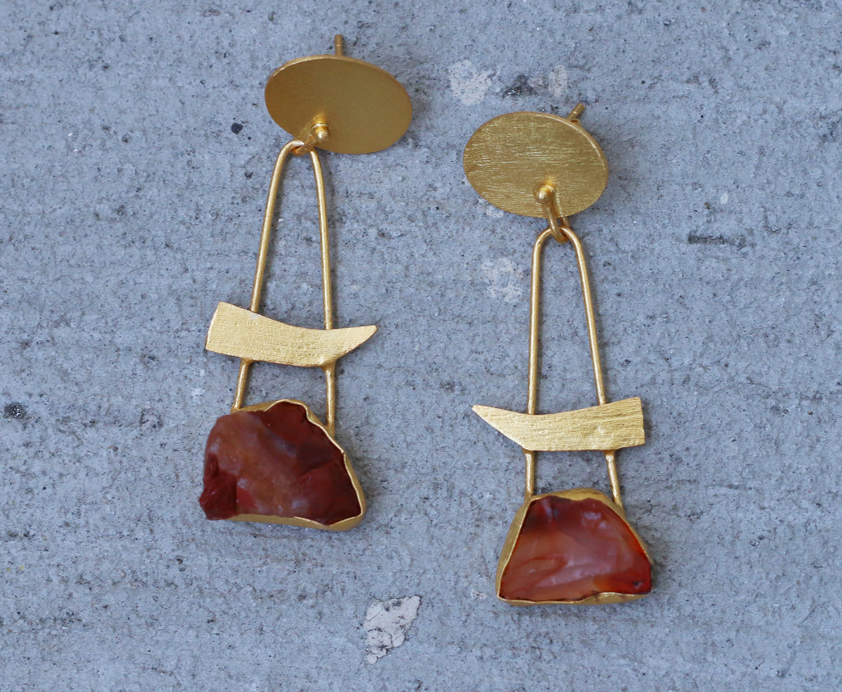 Slash Earrings by Soenaar, handcrafted 18k gold-plated jewelry (photo 3)