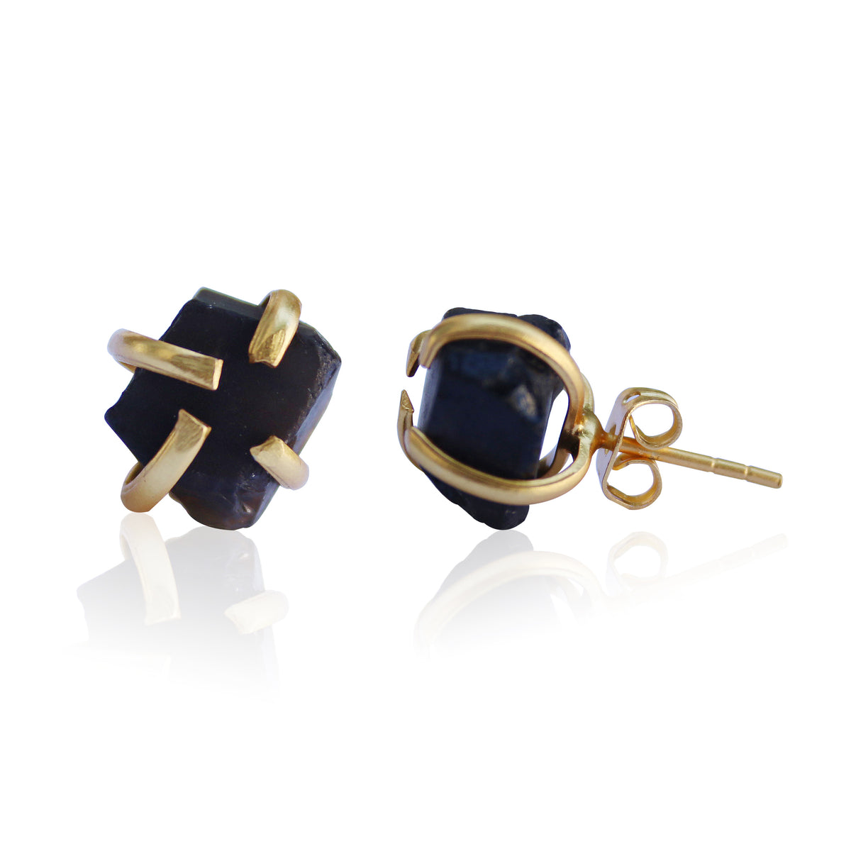 Raw Natural Stone Stud Earrings - Amethyst by Soenaar, handcrafted 18k gold-plated jewelry (photo 5)
