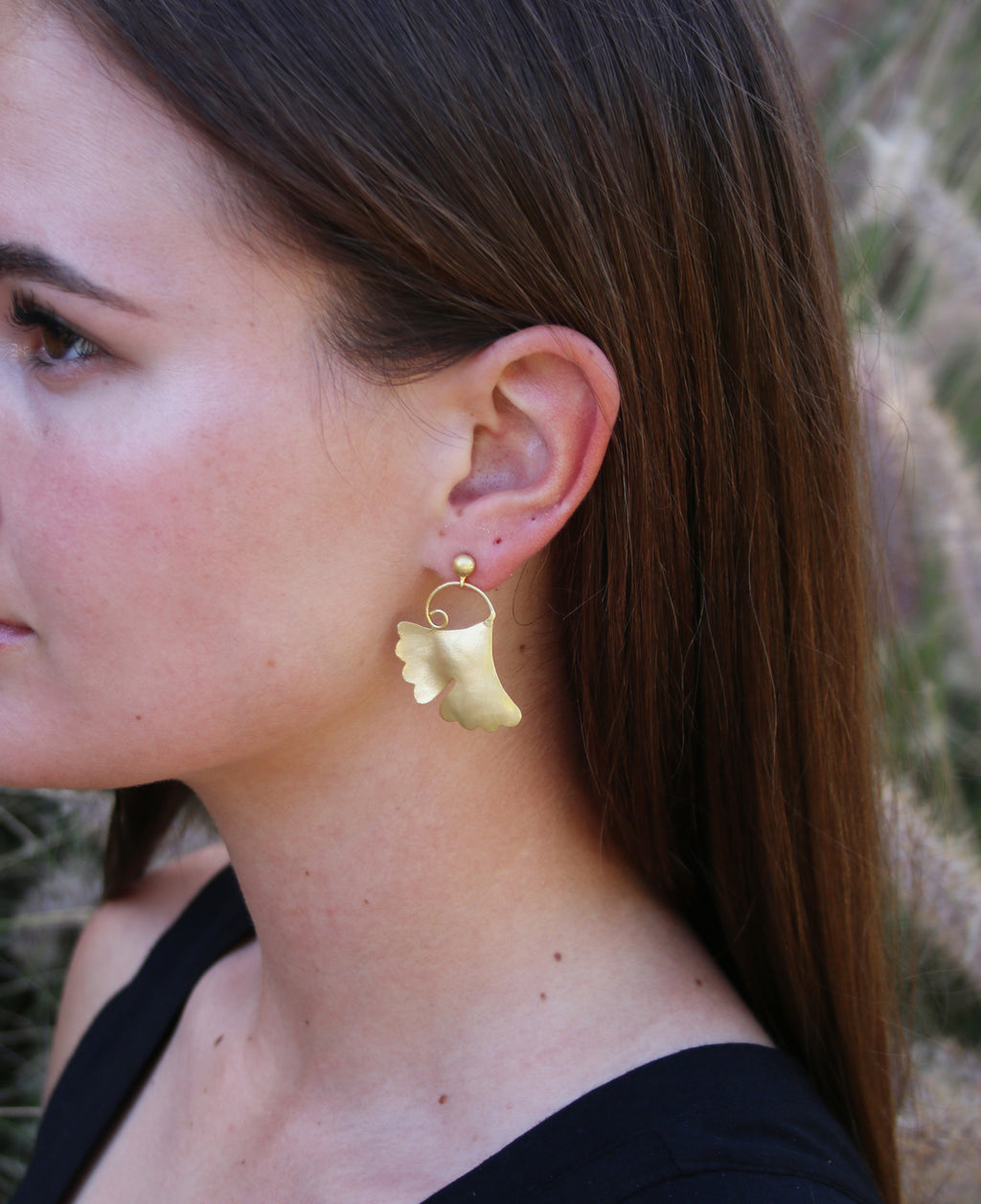 Springleaf Earrings by Soenaar, handcrafted 18k gold-plated jewelry (photo 3)