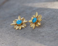 Leaf Bunch Earrings by Soenaar, handcrafted 18k gold-plated jewelry (photo 4)