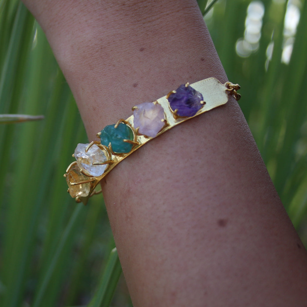 Multistone Bracelet by Soenaar, handcrafted 18k gold-plated jewelry