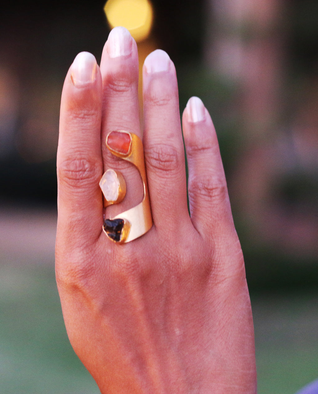 Threefold Cuff Ring by Soenaar, handcrafted 18k gold-plated jewelry (photo 5)
