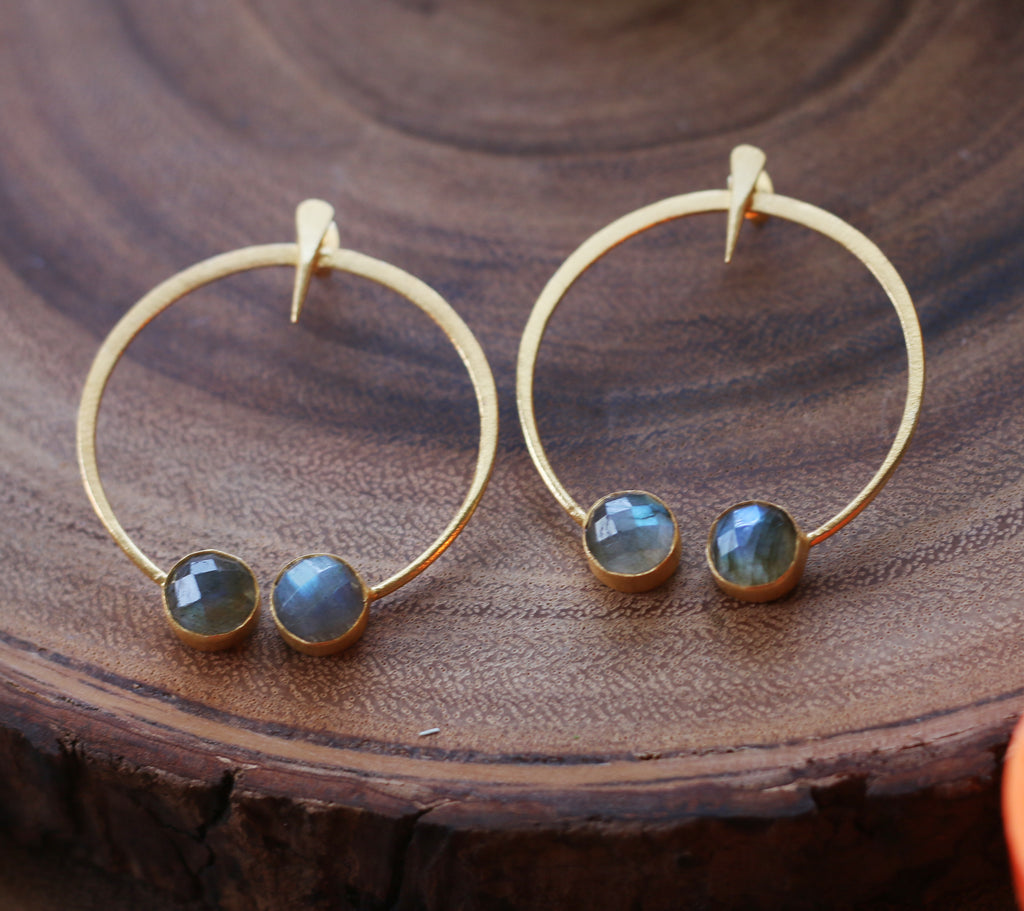 Tribal Folk earrings by Soenaar, handcrafted 18k gold-plated jewelry (photo 3)
