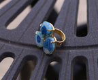 Three Stone 18k Gold Plated Adjustable Ring by Soenaar, handcrafted 18k gold-plated jewelry (photo 3)